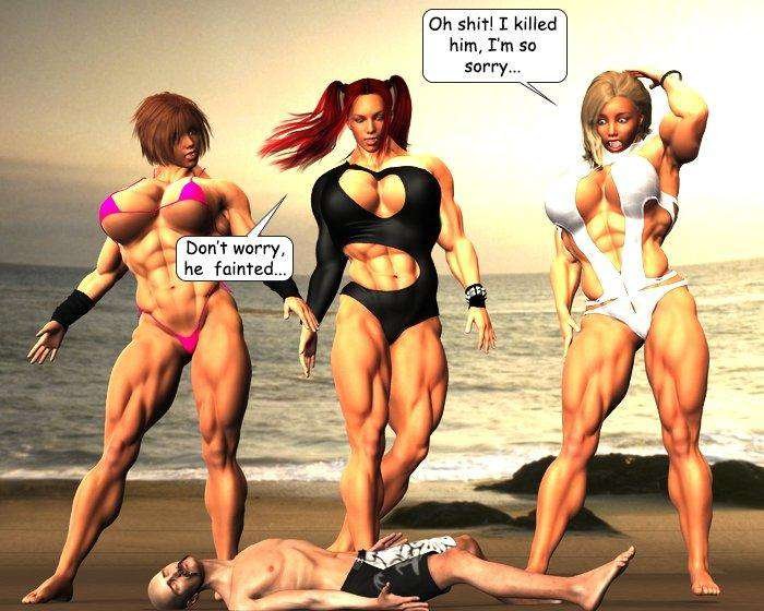The Beach Trio - FREE - female bodybuilder