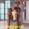 huge female bodybuilder and two small guys