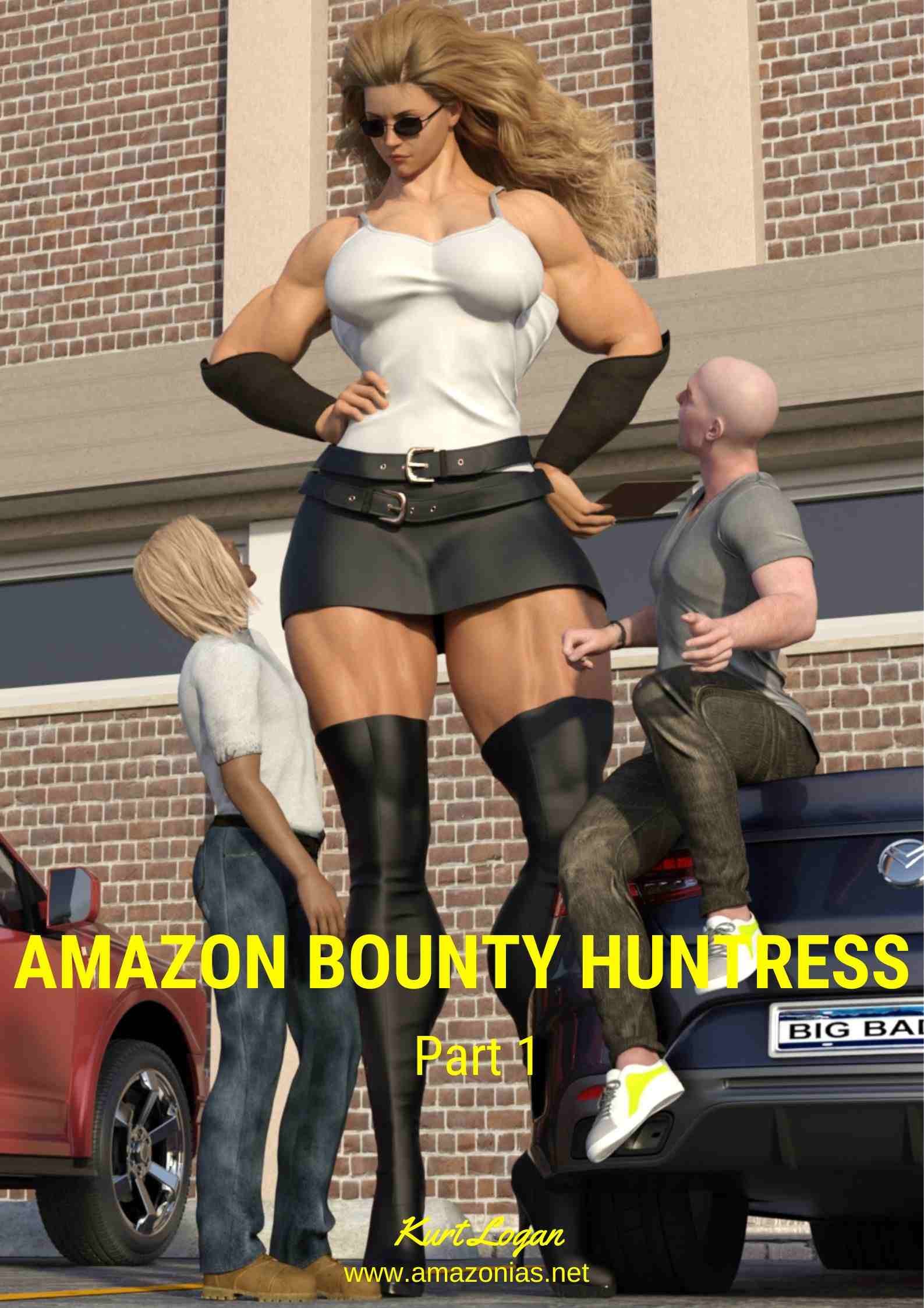 huge female bodybuilder and two tiny men