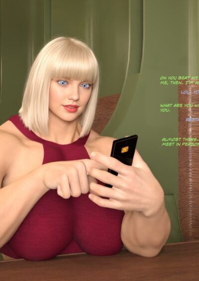 huge blonde female bodybuilder texting