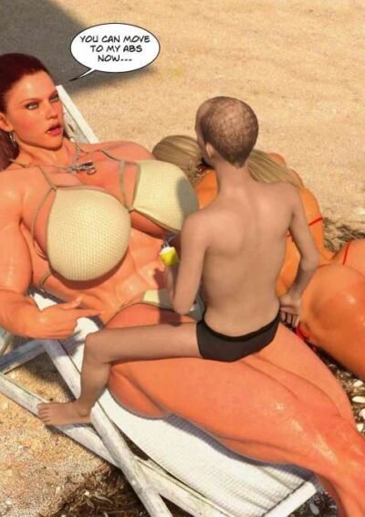 huge musclewoman and tiny man