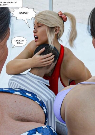 blond young woman dominating man