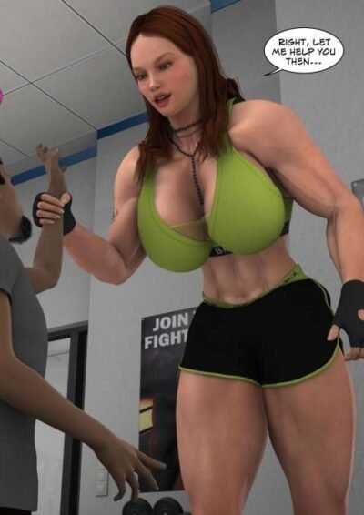 female bodybuilder and small man