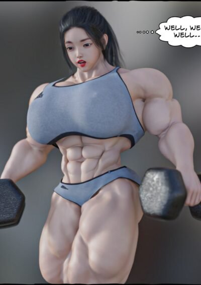 big female bodybuilder working out