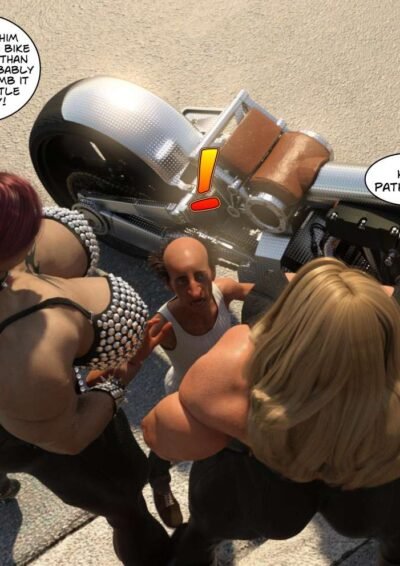 two huge musclegirls and small guy