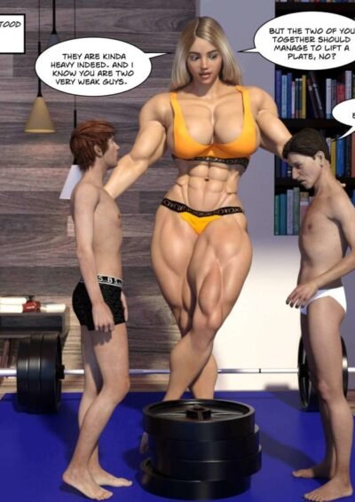 musclegirl and two small guys