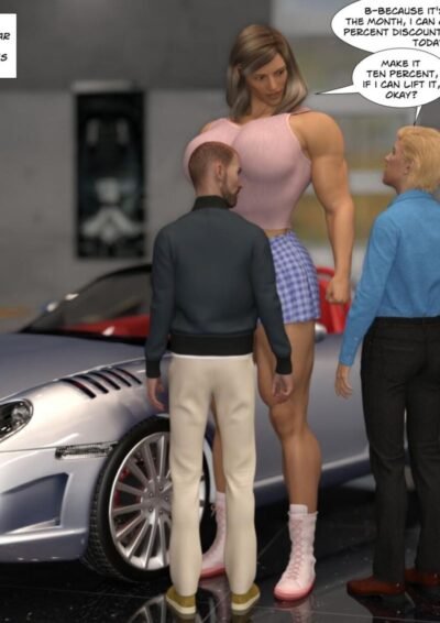 tall female bodybuilder compared to short guys