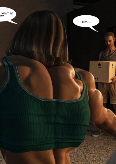 the muscular back of giant female bodybuilder