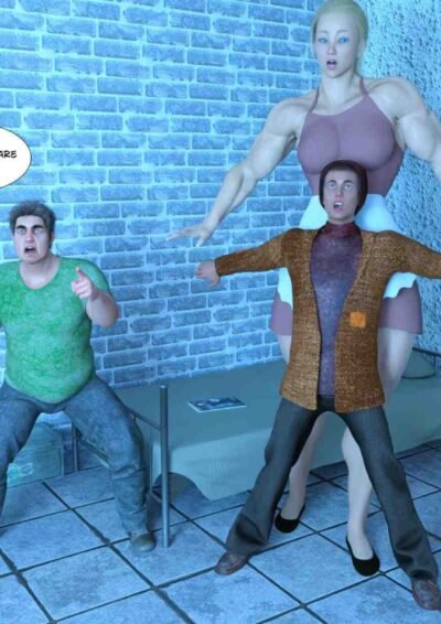 big massive female bodybuilder and small men