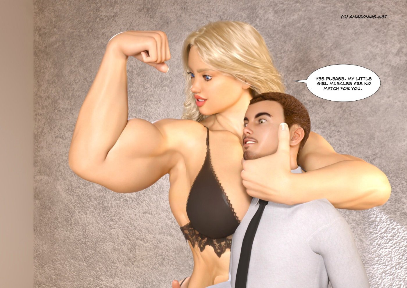 female bodybuilder flexes huge bicep