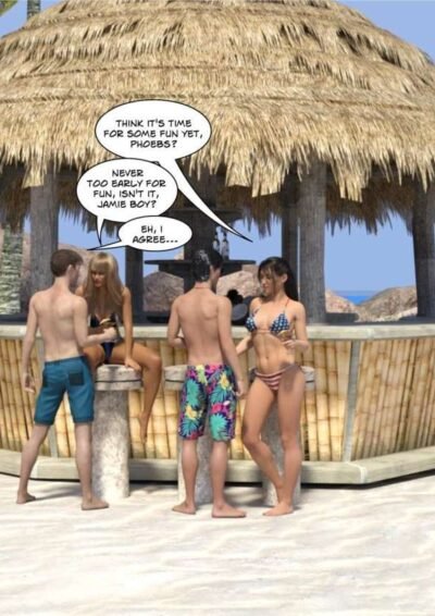 two sexy women and two guys on the beach