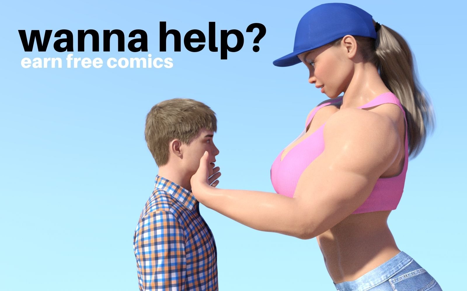 big musclegirl and small guy